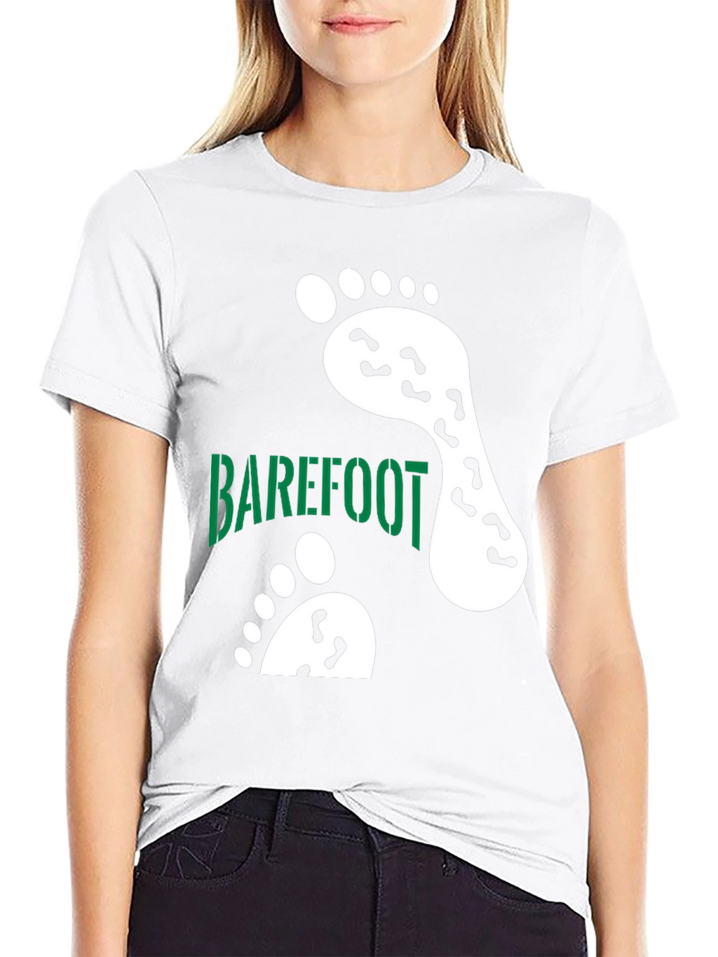 Barefoot Footprint Tee - Black Cotton Casual Shirt