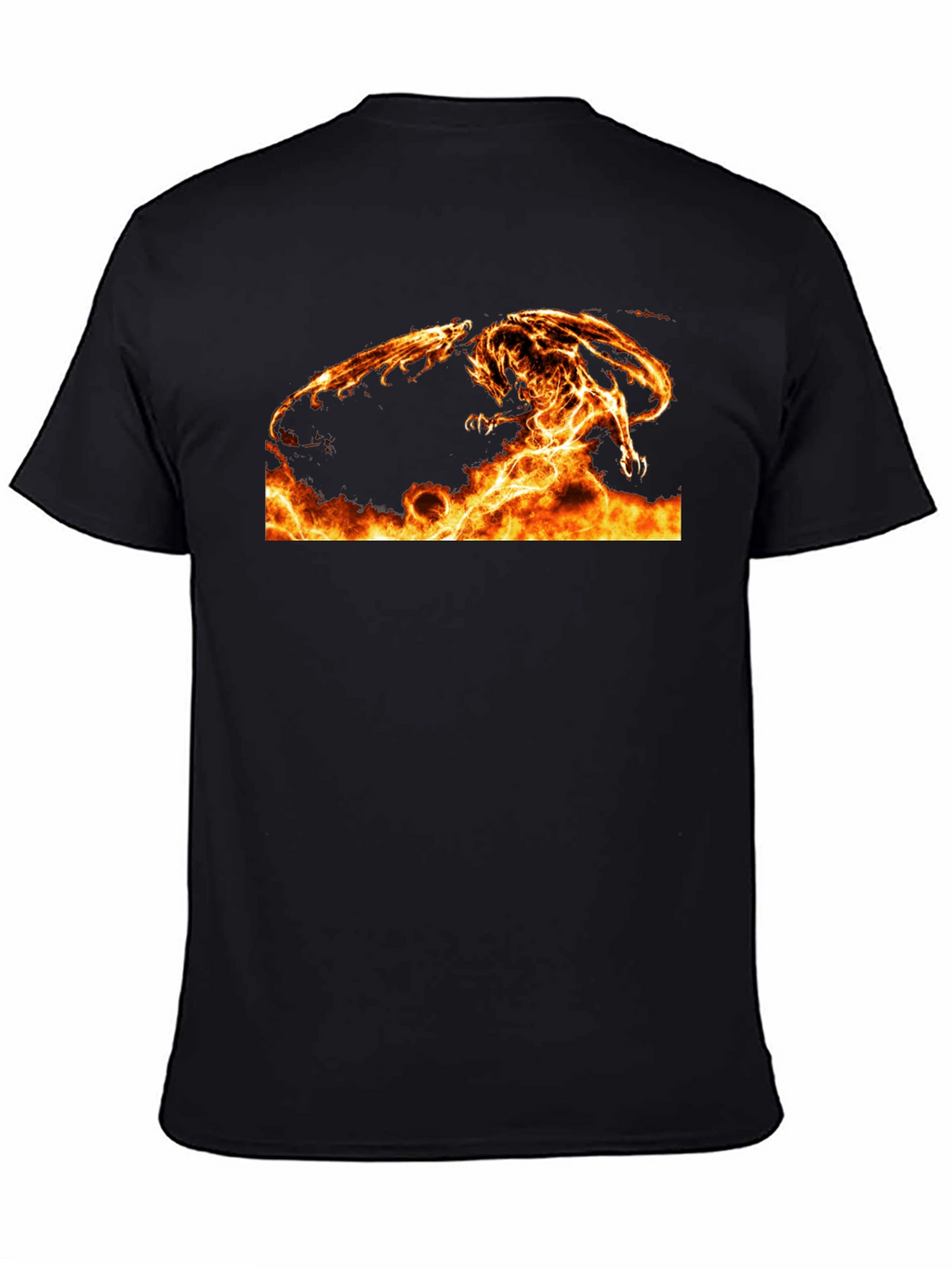 Fiery Dragon Graphic Tee - Black Cotton Comfort