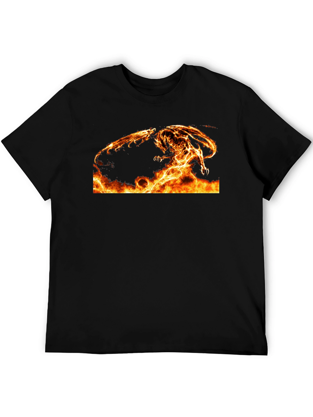 Fiery Dragon Graphic Tee - Black Cotton Comfort