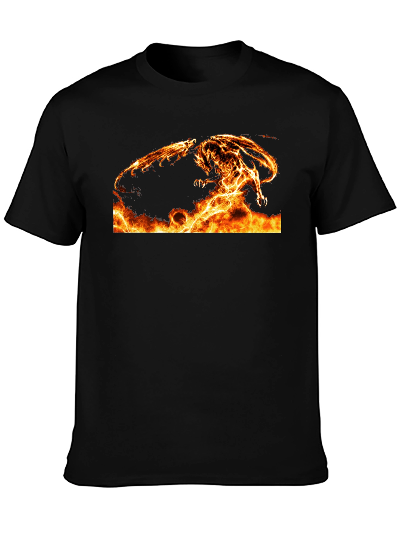 Fiery Dragon Graphic Tee - Black Cotton Comfort