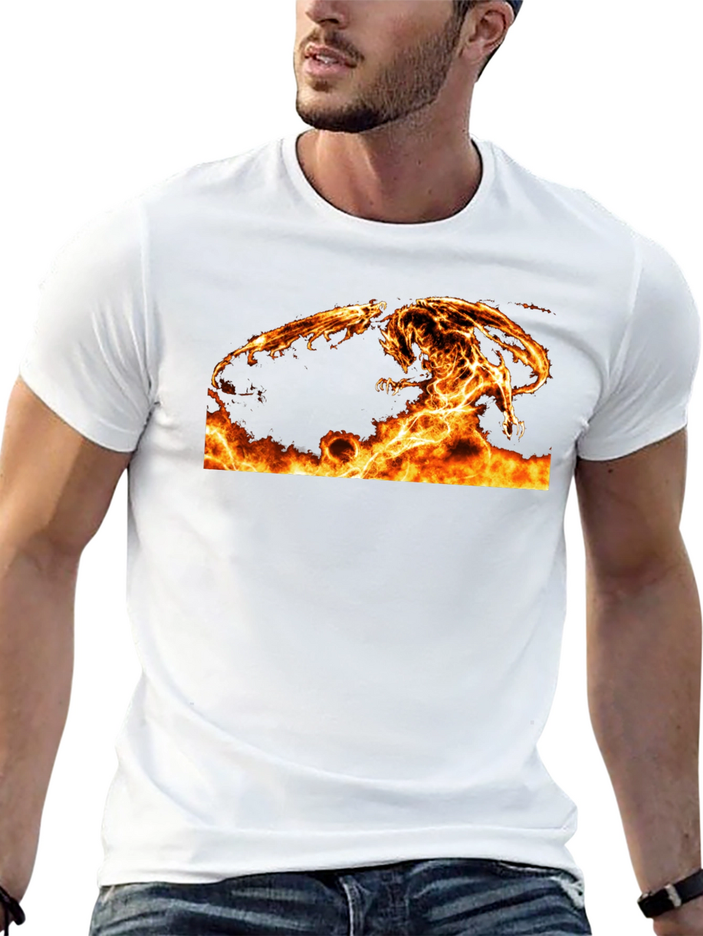 Fiery Dragon Graphic Tee - Black Cotton Comfort