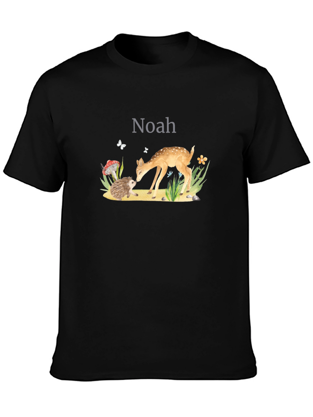 Noahs Woodland Friends Black T-Shirt