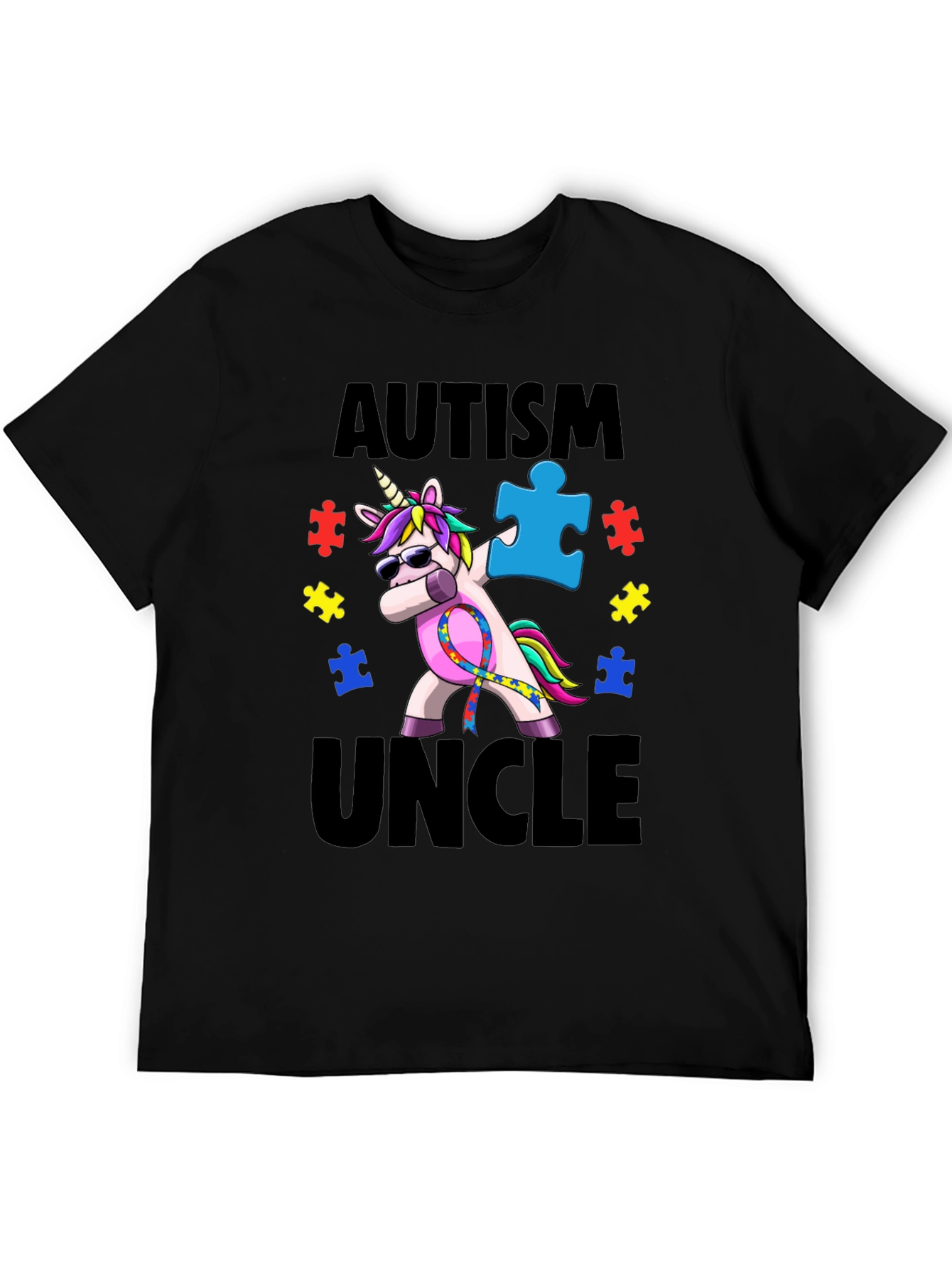 Autism Uncle Unicorn T-Shirt Awareness Puzzle Piece