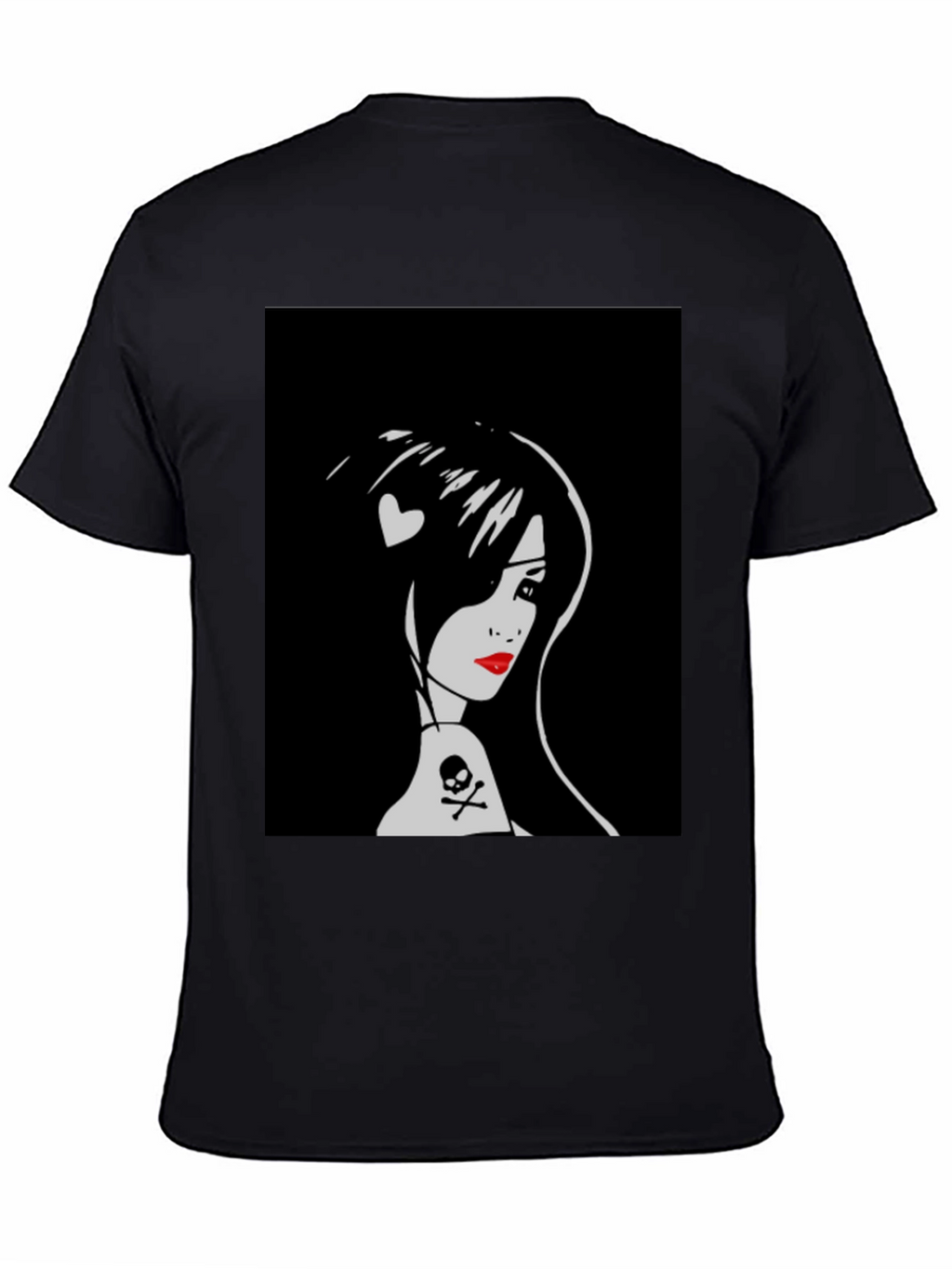 Goth Girl Graphic Tee - Skull and Heart Detail
