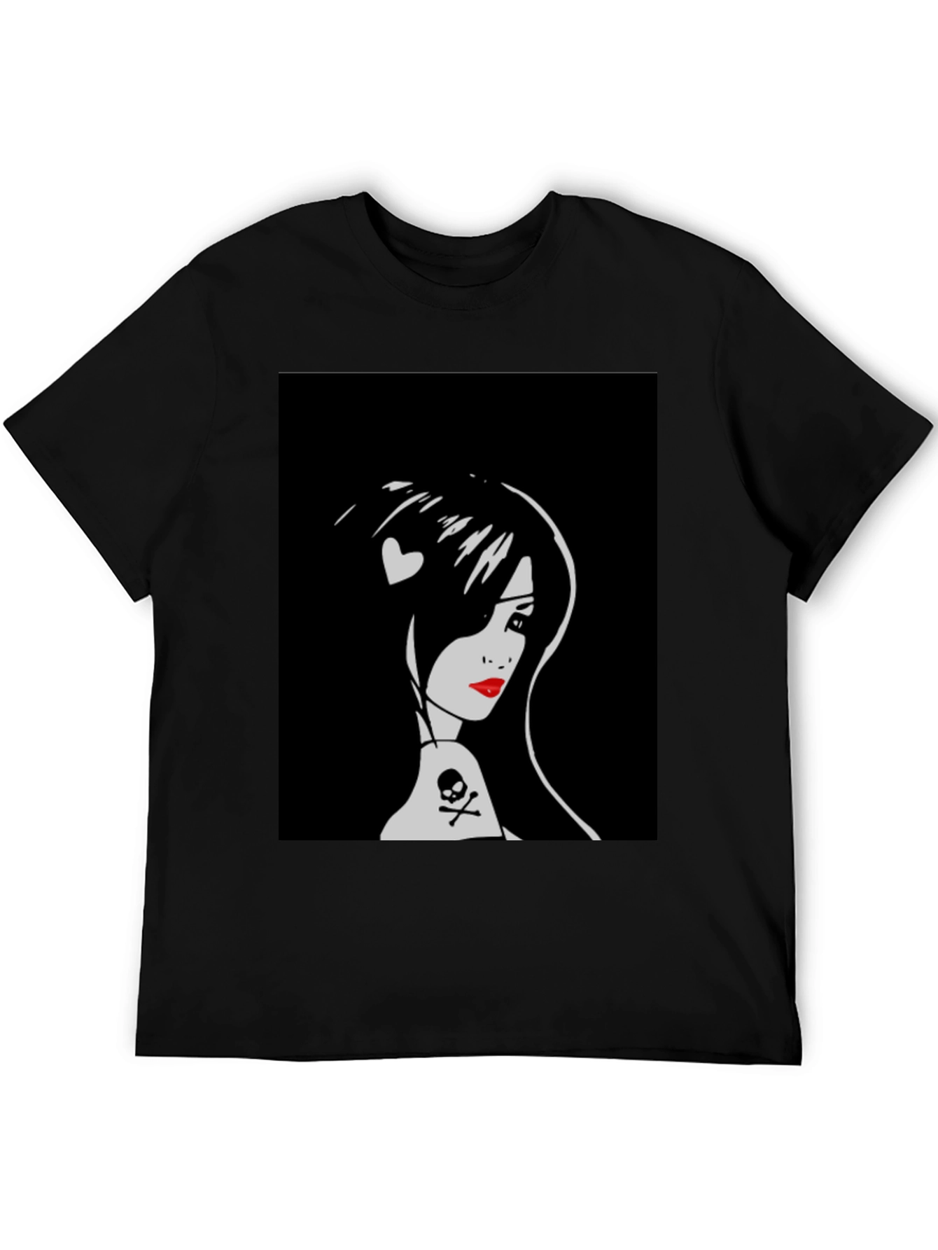 Goth Girl Graphic Tee - Skull and Heart Detail
