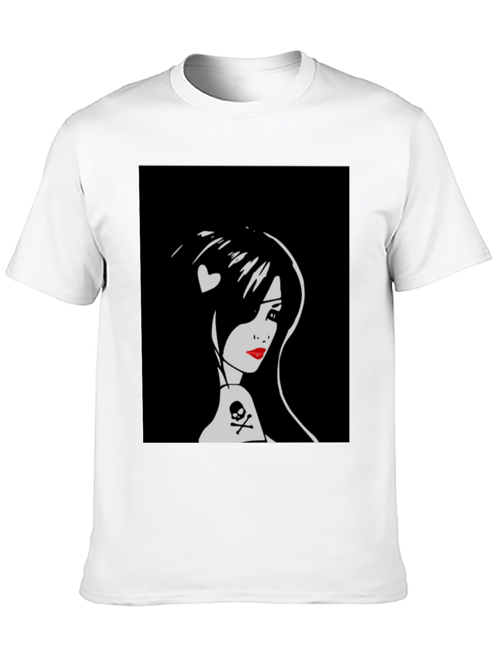 Goth Girl Graphic Tee - Skull and Heart Detail