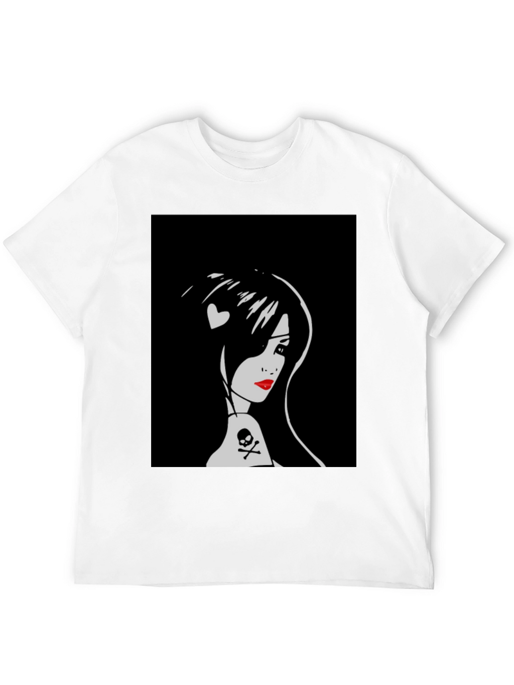 Goth Girl Graphic Tee - Skull and Heart Detail