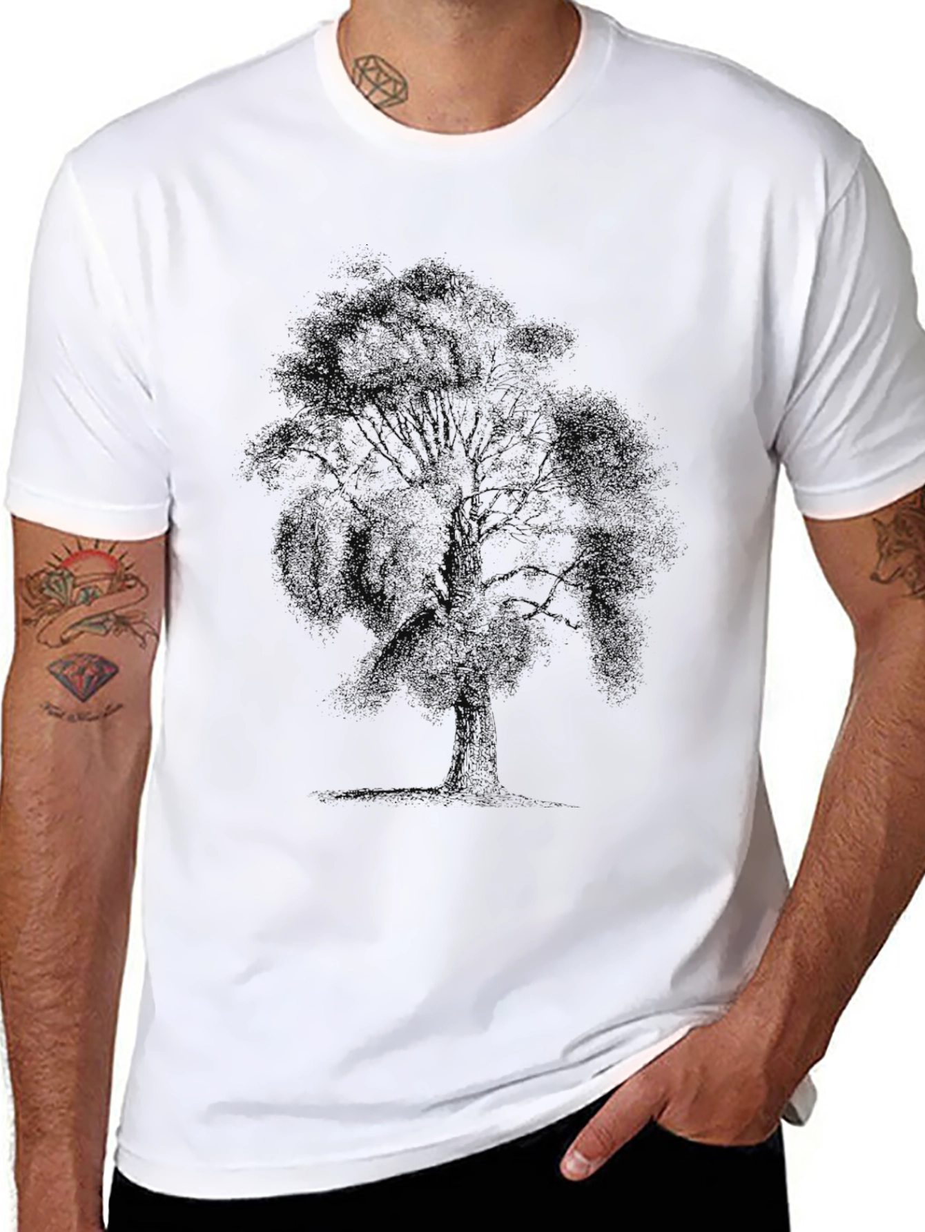 Mens Black T-Shirt - Tree Graphic