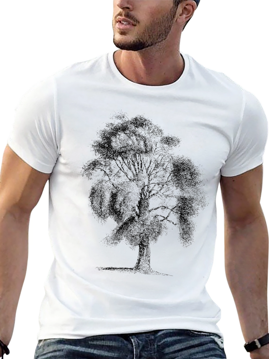 Mens Black T-Shirt - Tree Graphic