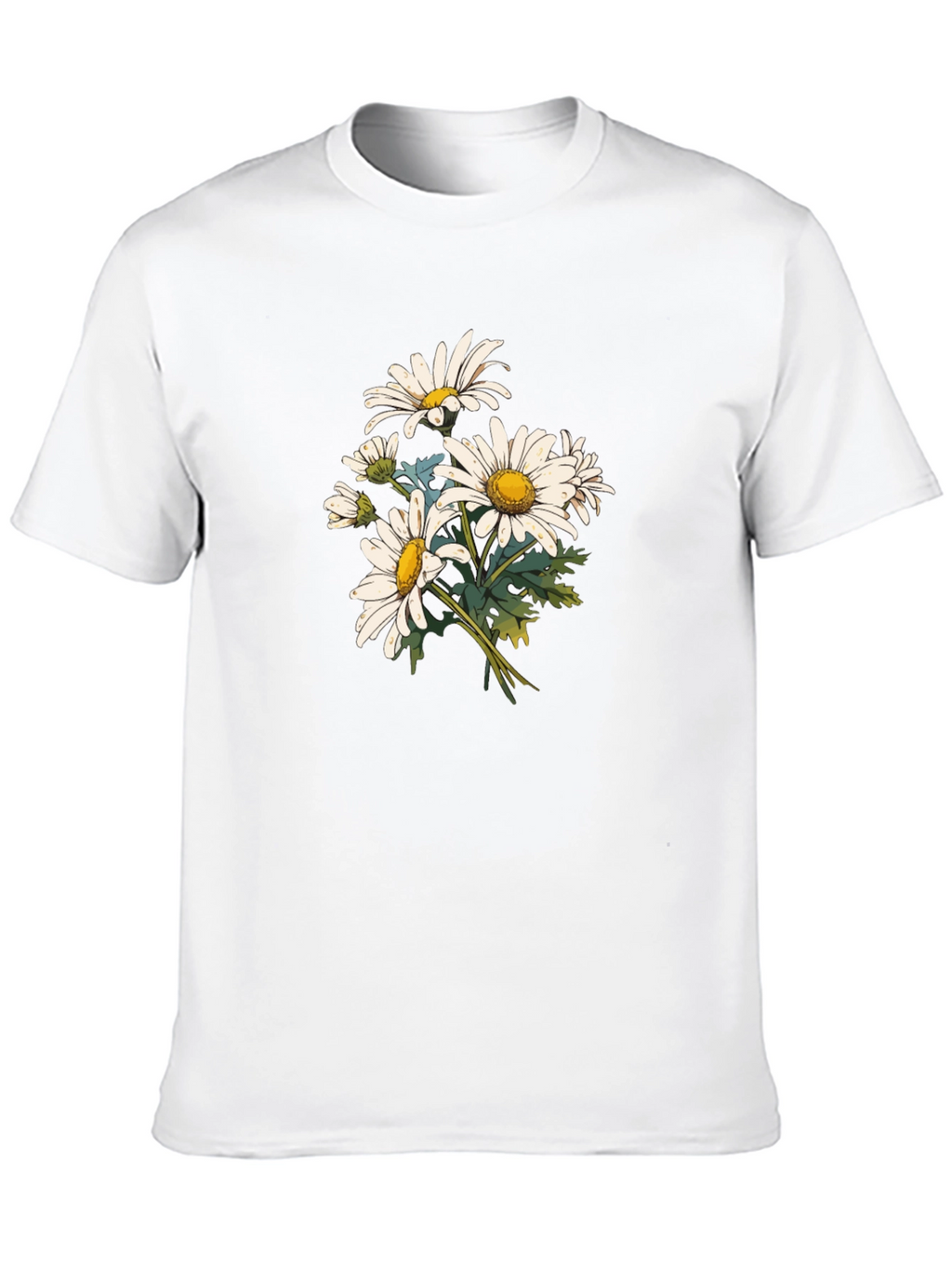 Daisy Flower Print Black T-Shirt