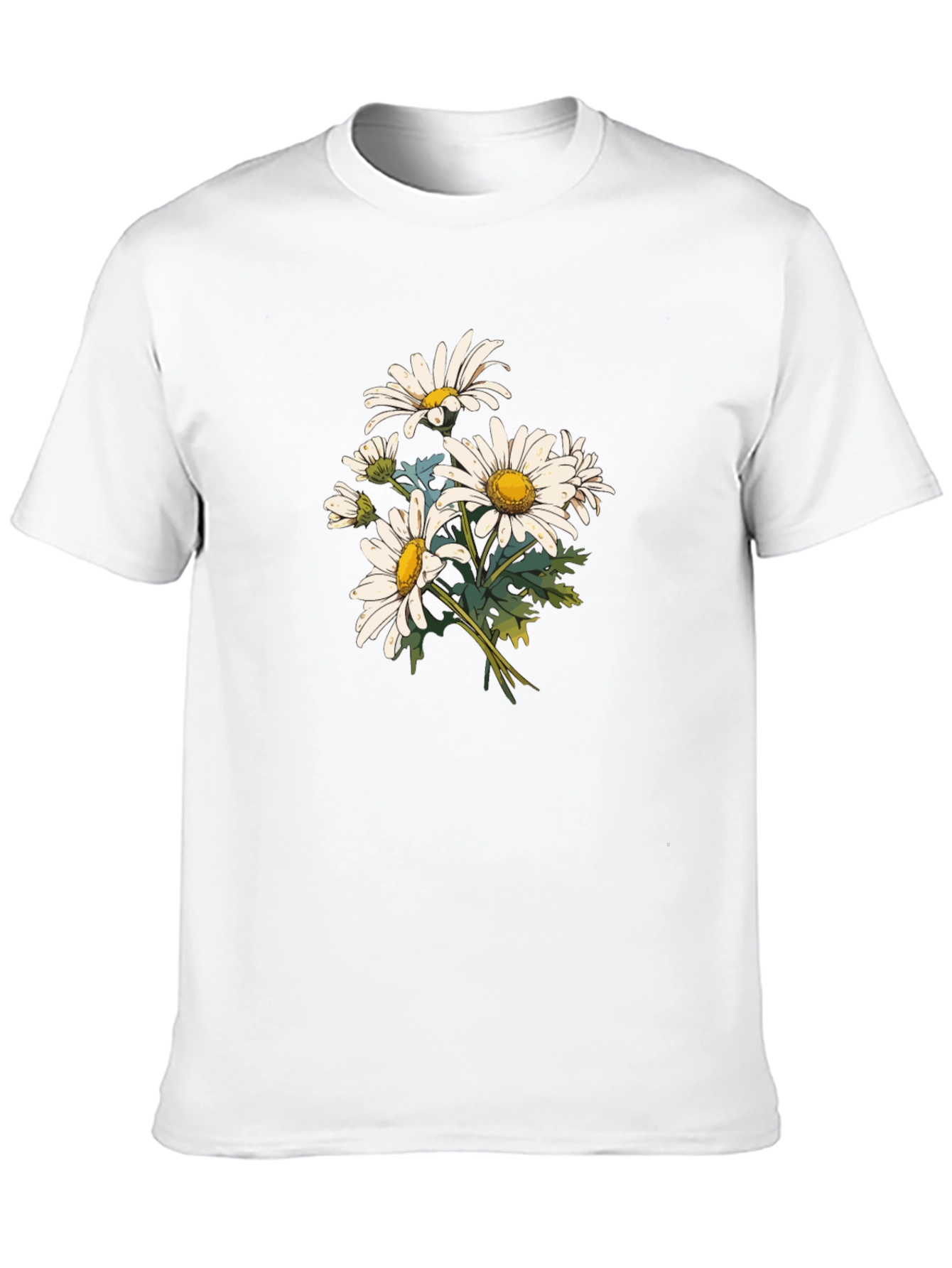 Daisy Flower Print Black T-Shirt