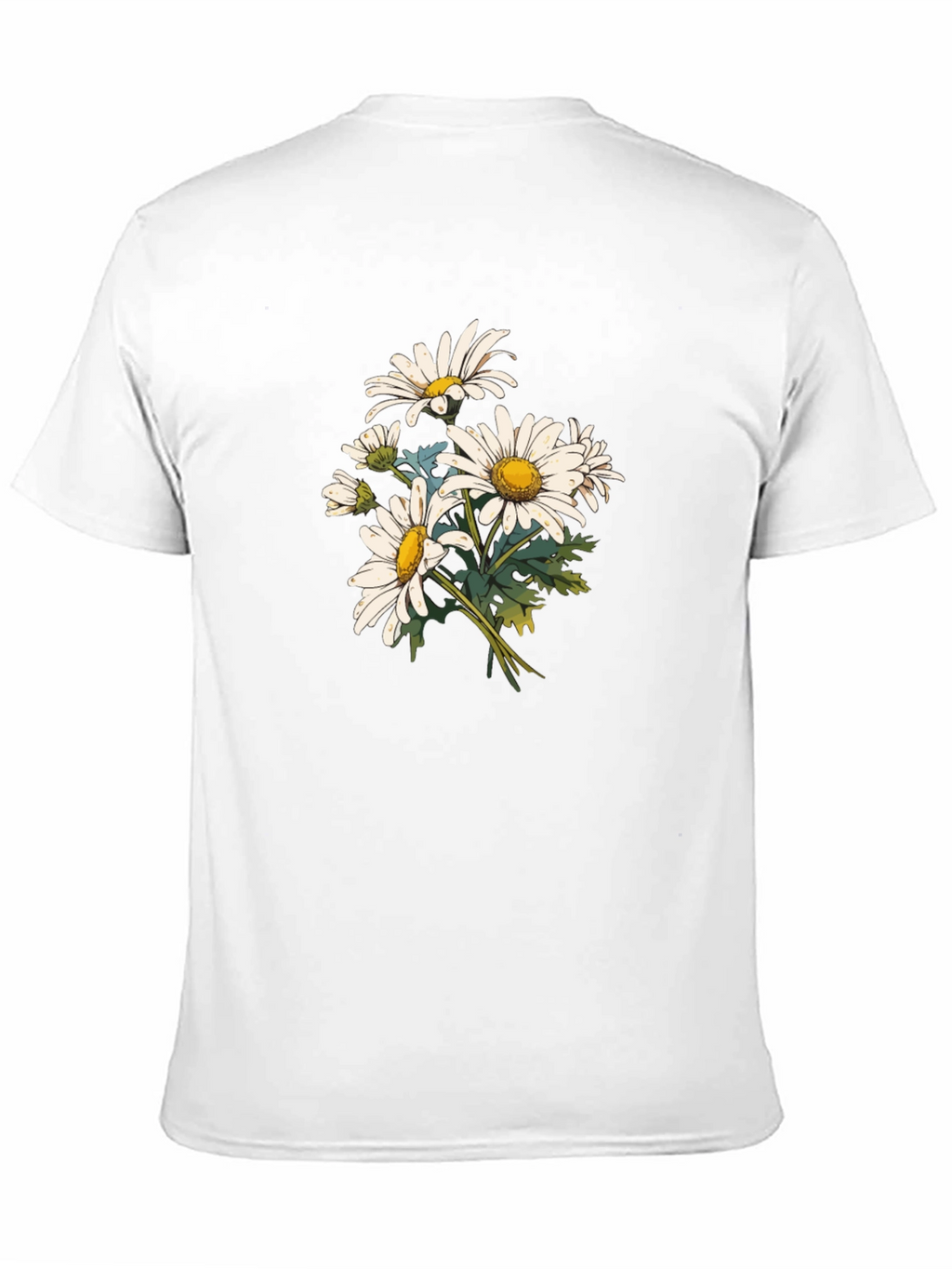 Daisy Flower Print Black T-Shirt