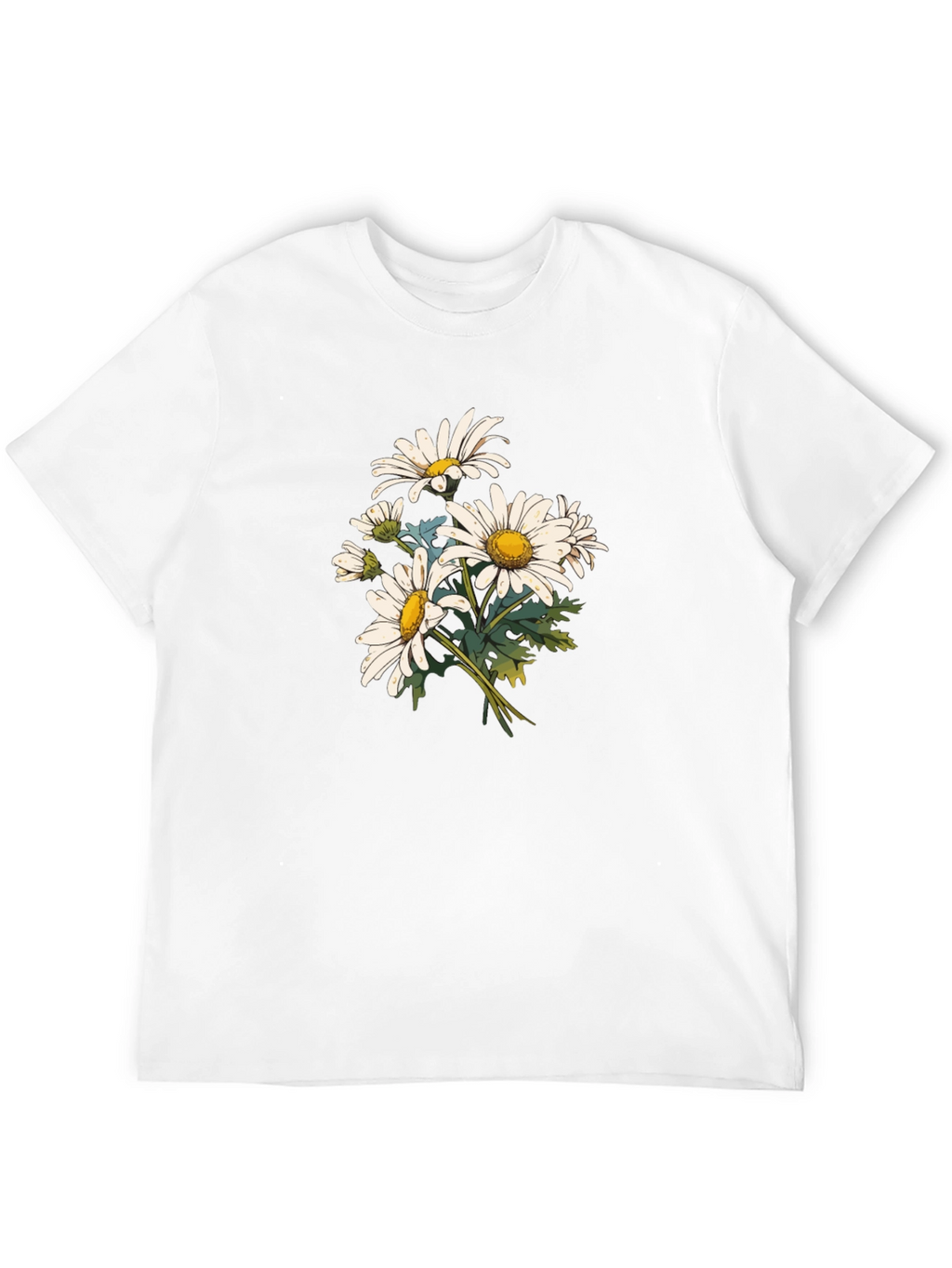Daisy Flower Print Black T-Shirt