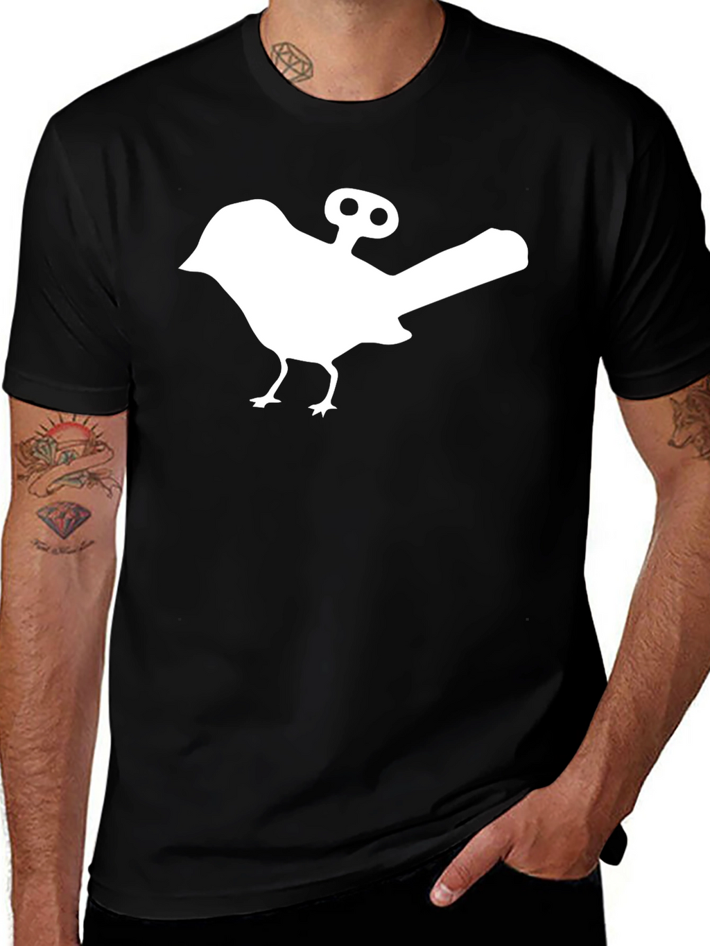 Wind-Up Bird Graphic Tee - Black Cotton T-Shirt