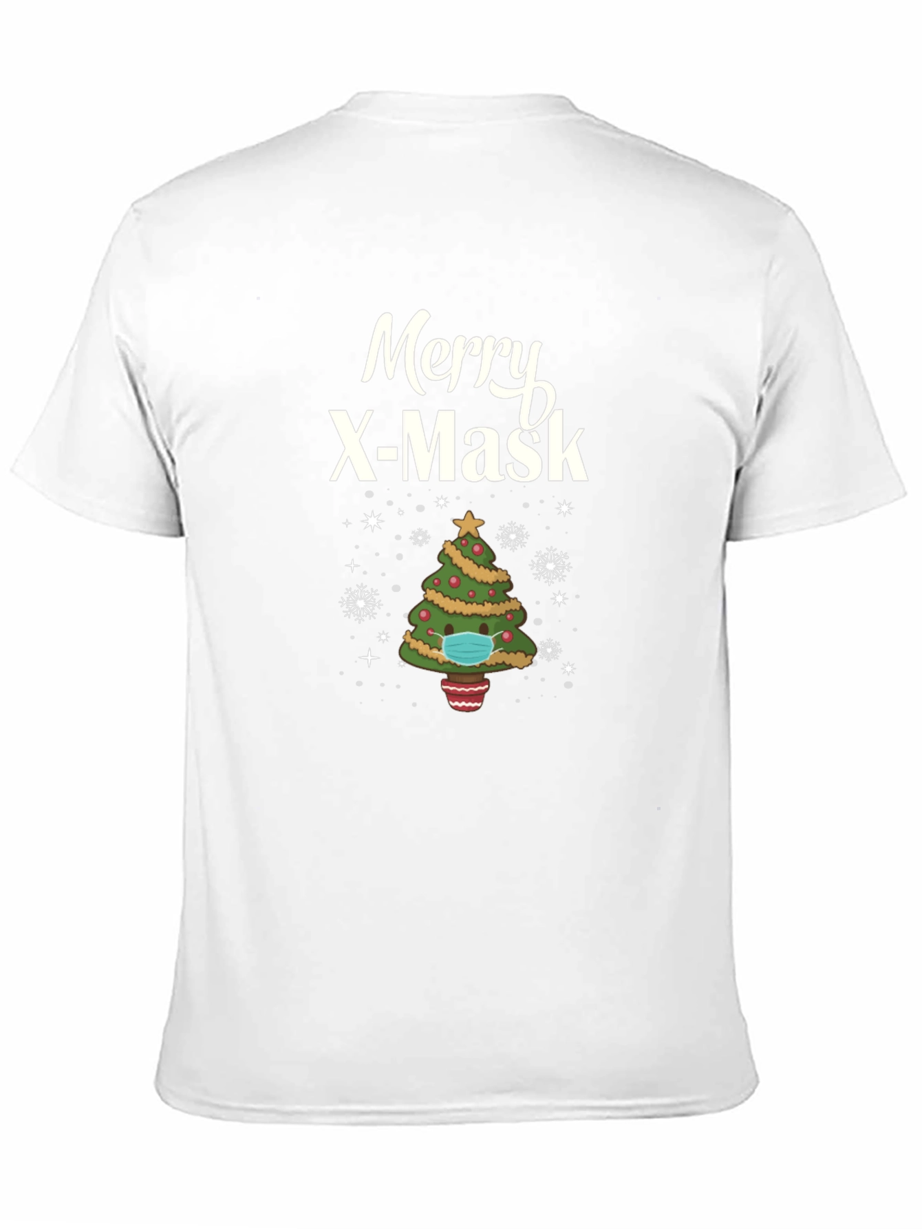 Merry X-Mask Christmas Tree Graphic T-Shirt