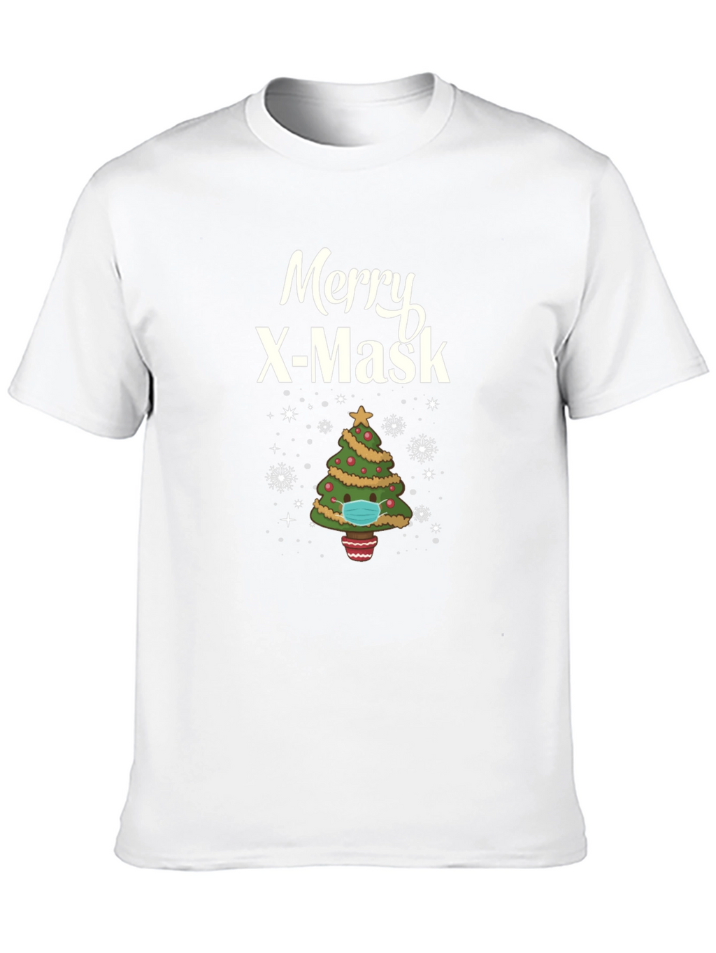 Merry X-Mask Christmas Tree Graphic T-Shirt