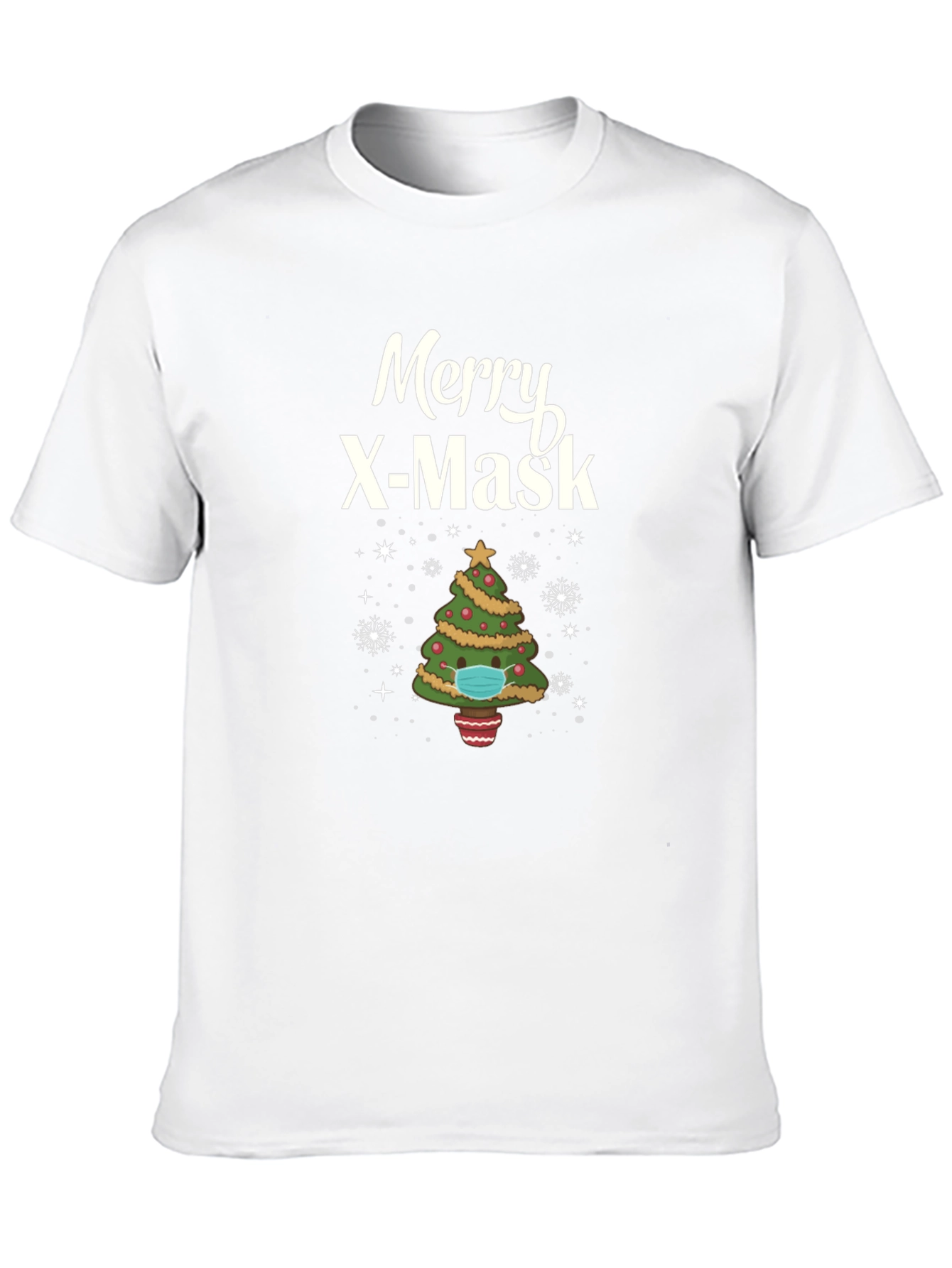 Merry X-Mask Christmas Tree Graphic T-Shirt