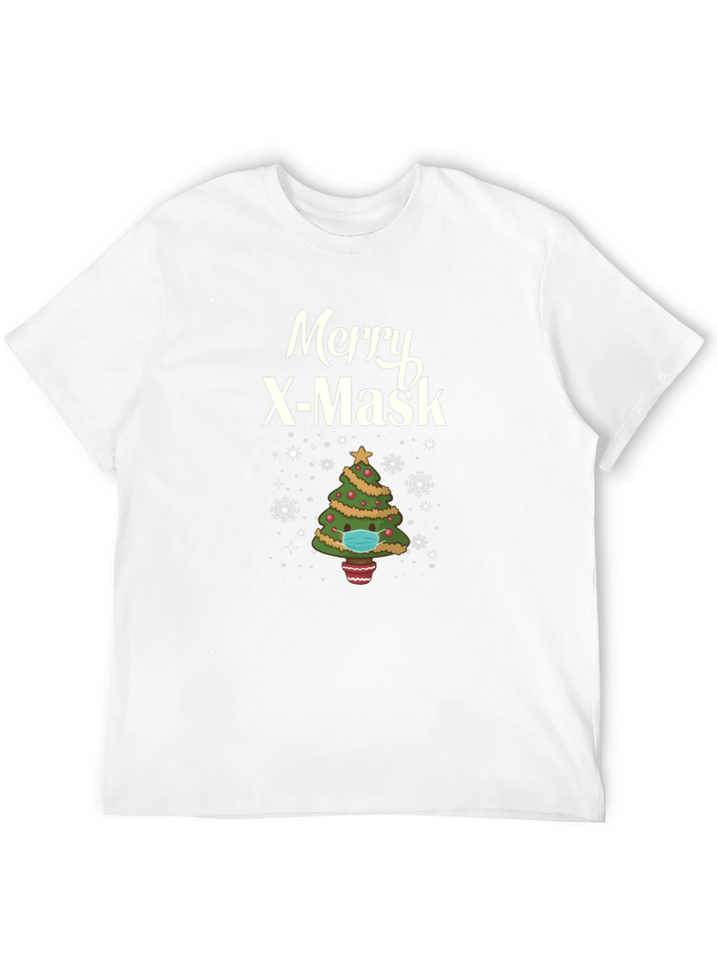 Merry X-Mask Christmas Tree Graphic T-Shirt