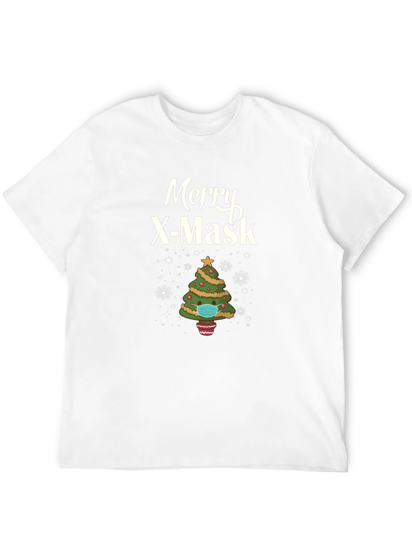 Merry X-Mask Christmas Tree Graphic T-Shirt