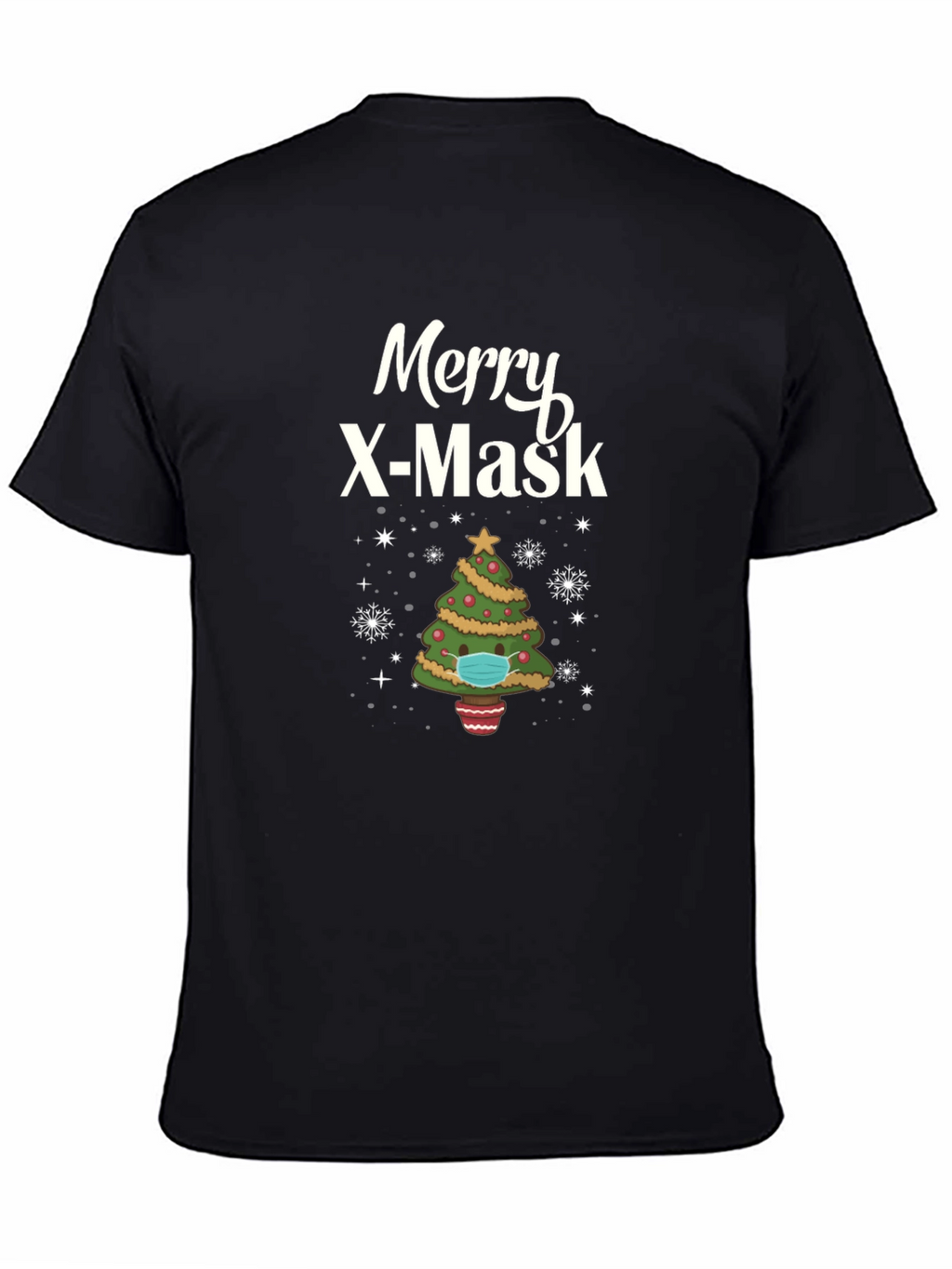 Merry X-Mask Christmas Tree Graphic T-Shirt