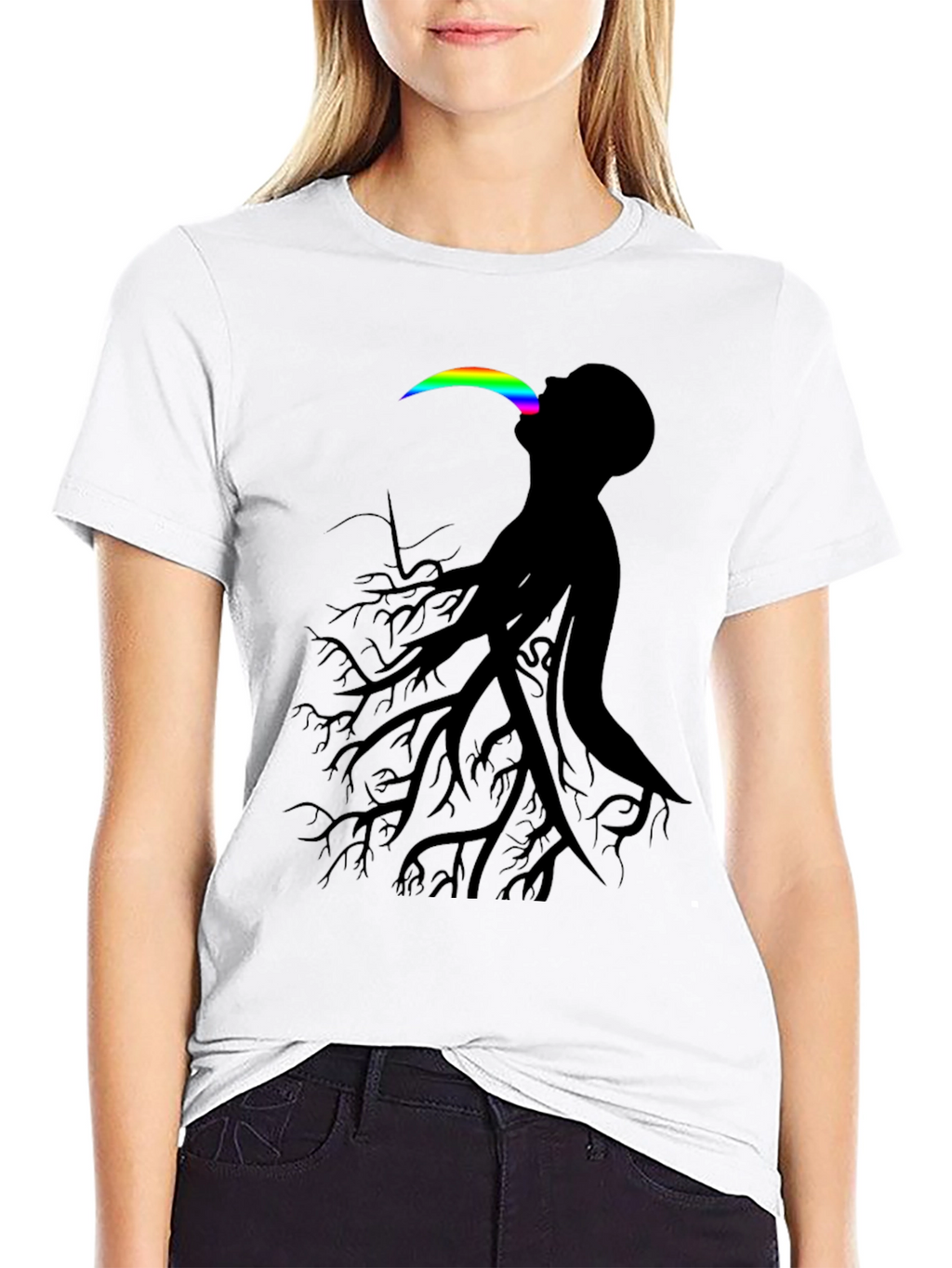 Abstract Tree Man Graphic Tee - Black