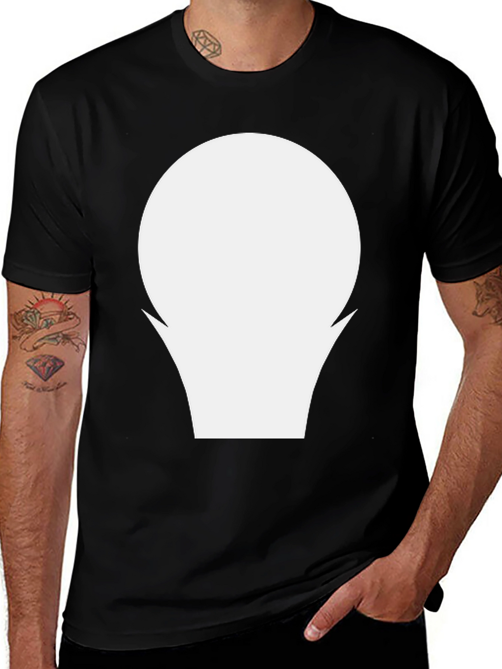 Minimalist Black T-Shirt with Abstract White Graphic