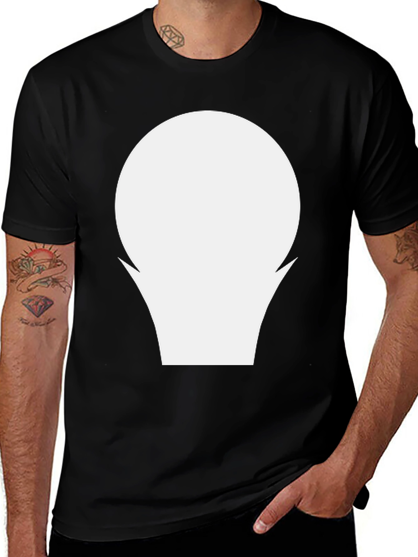 Minimalist Black T-Shirt with Abstract White Graphic