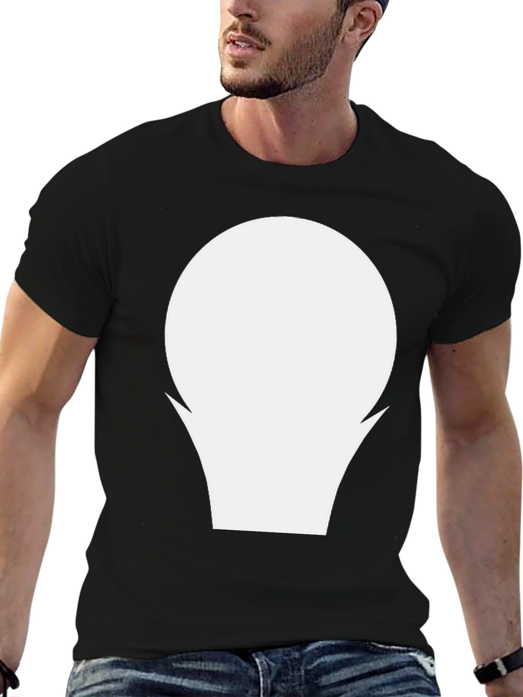 Minimalist Black T-Shirt with Abstract White Graphic