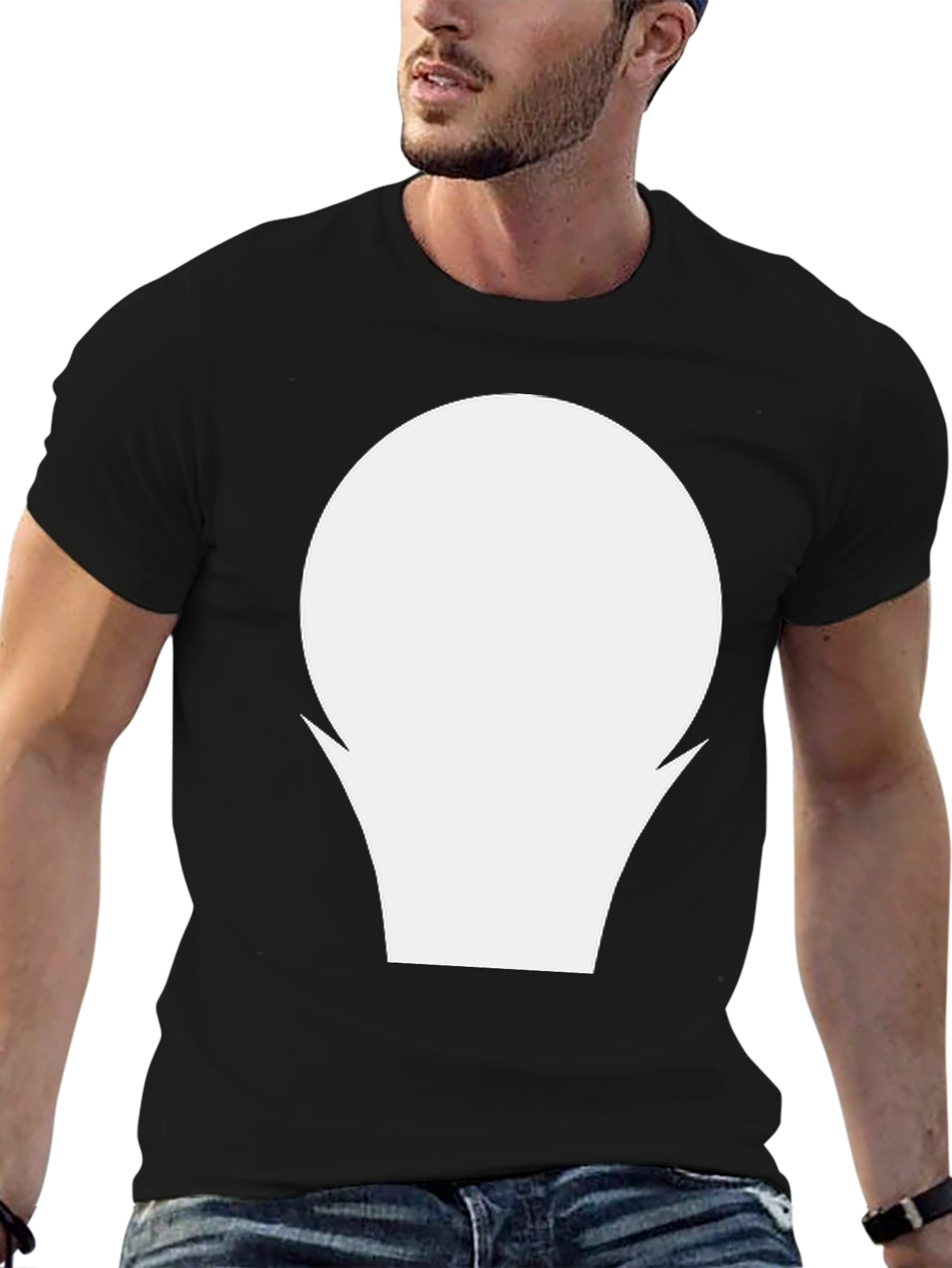 Minimalist Black T-Shirt with Abstract White Graphic