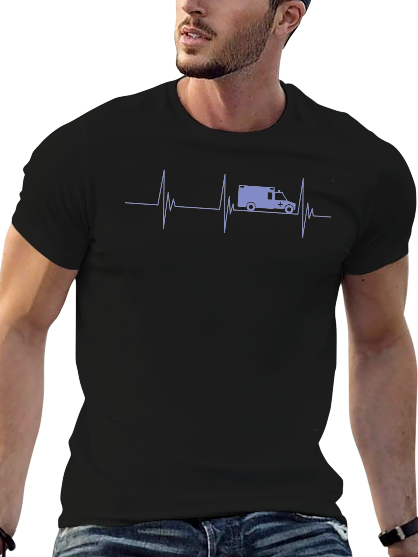 Ambulance Heartbeat Graphic Tee - Black