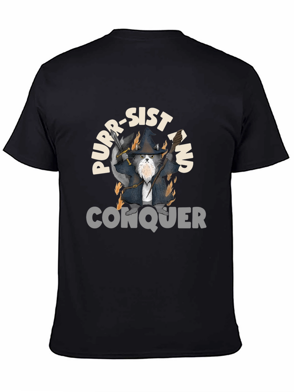 Purr-Sist and Conquer Black T-Shirt