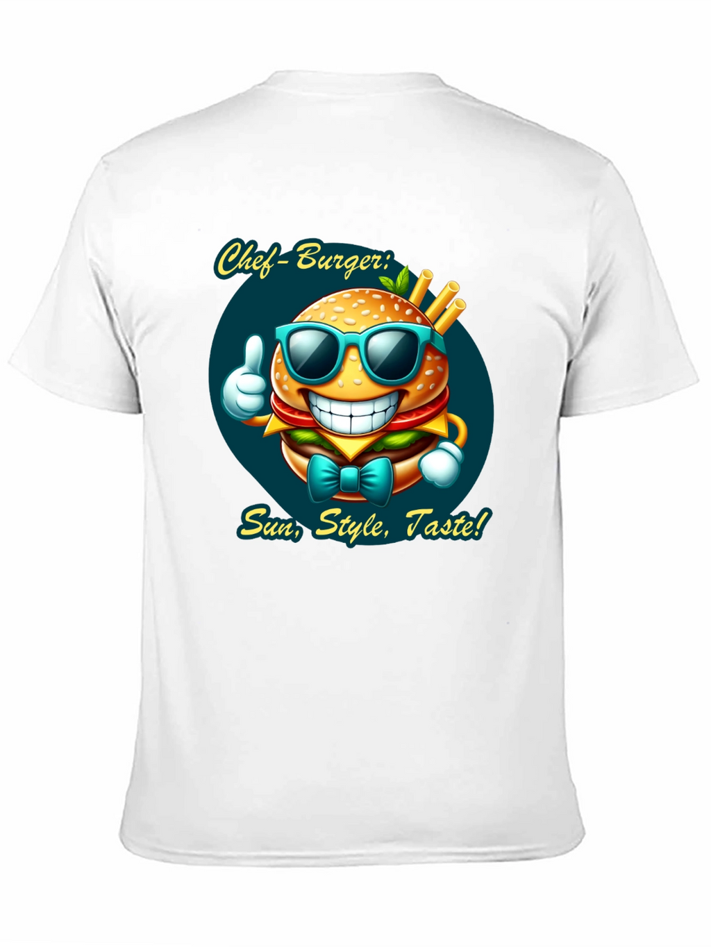 Chef Burger Cartoon Graphic Tee - Sun Style Taste!