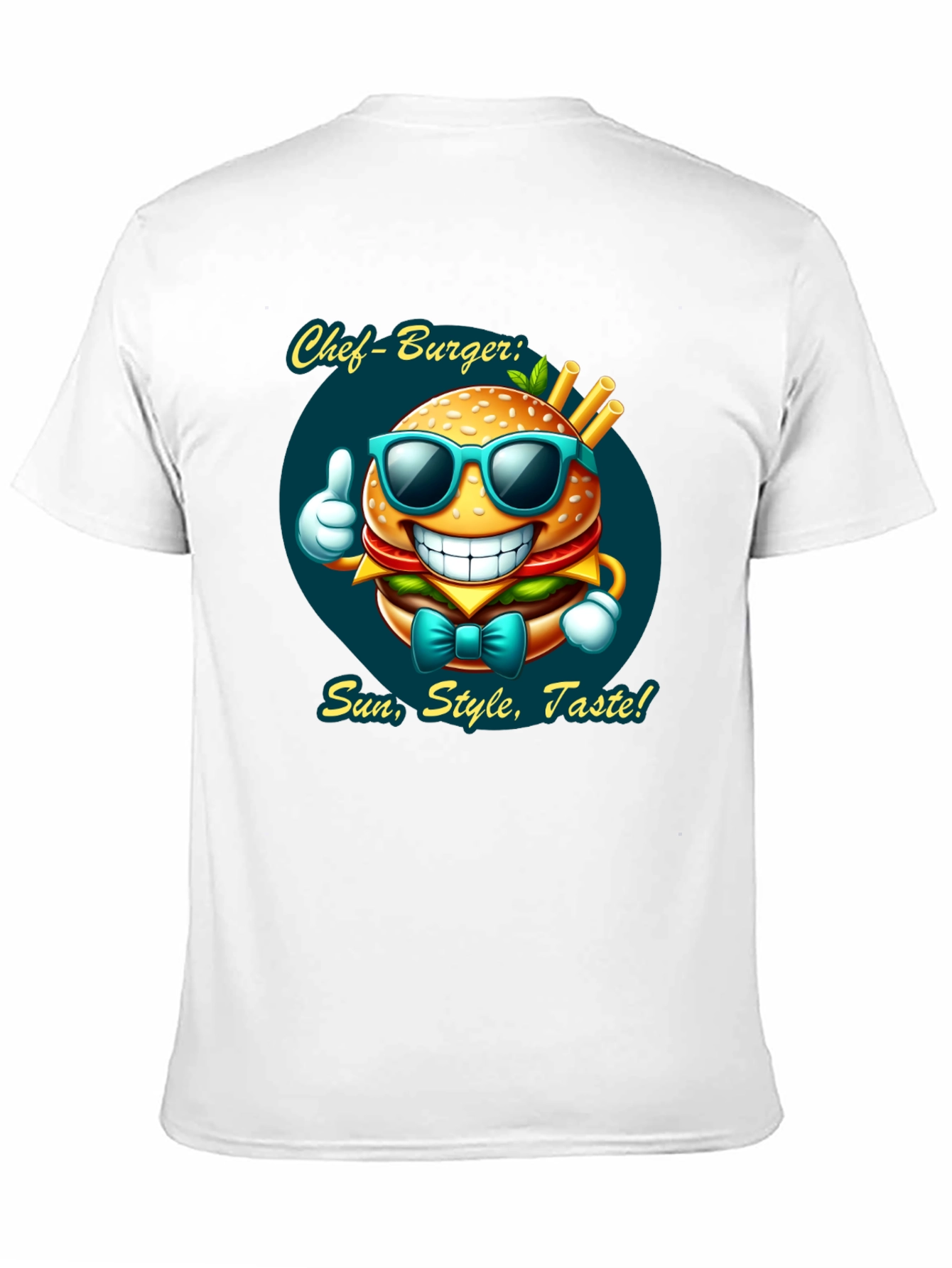 Chef Burger Cartoon Graphic Tee - Sun Style Taste!