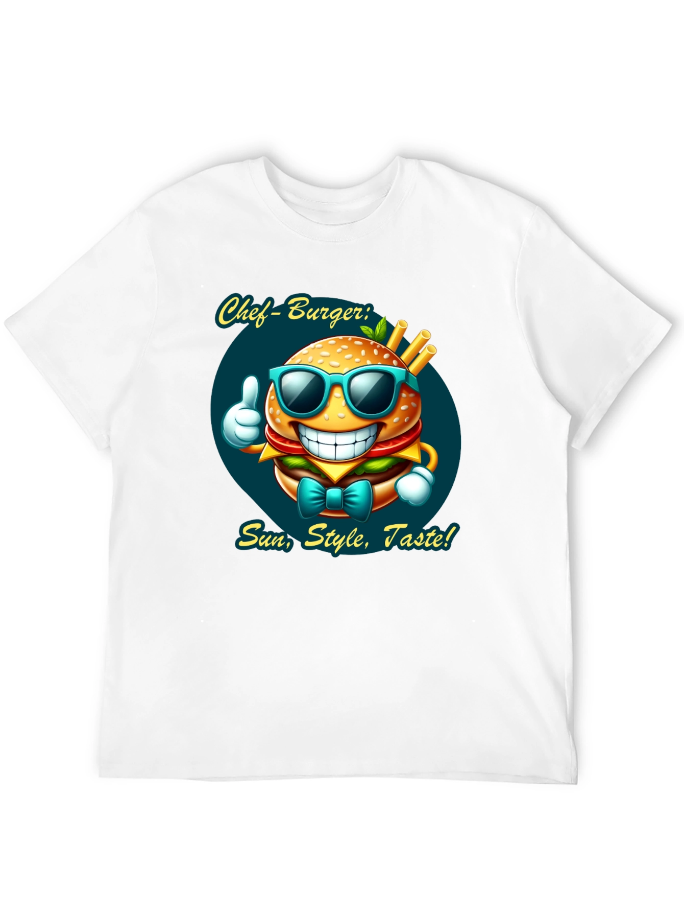 Chef Burger Cartoon Graphic Tee - Sun Style Taste!