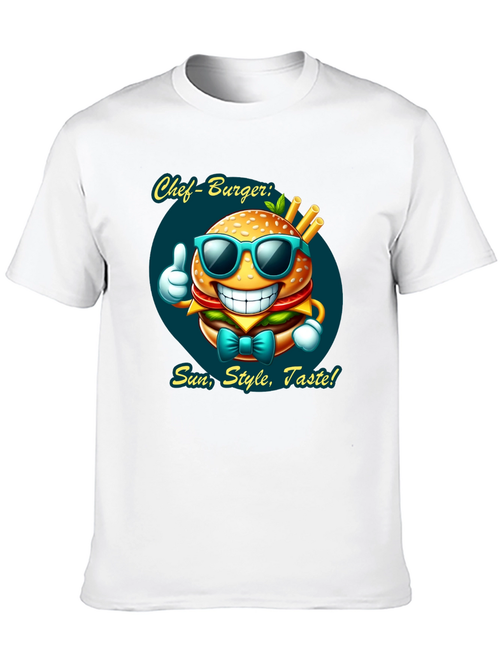 Chef Burger Cartoon Graphic Tee - Sun Style Taste!