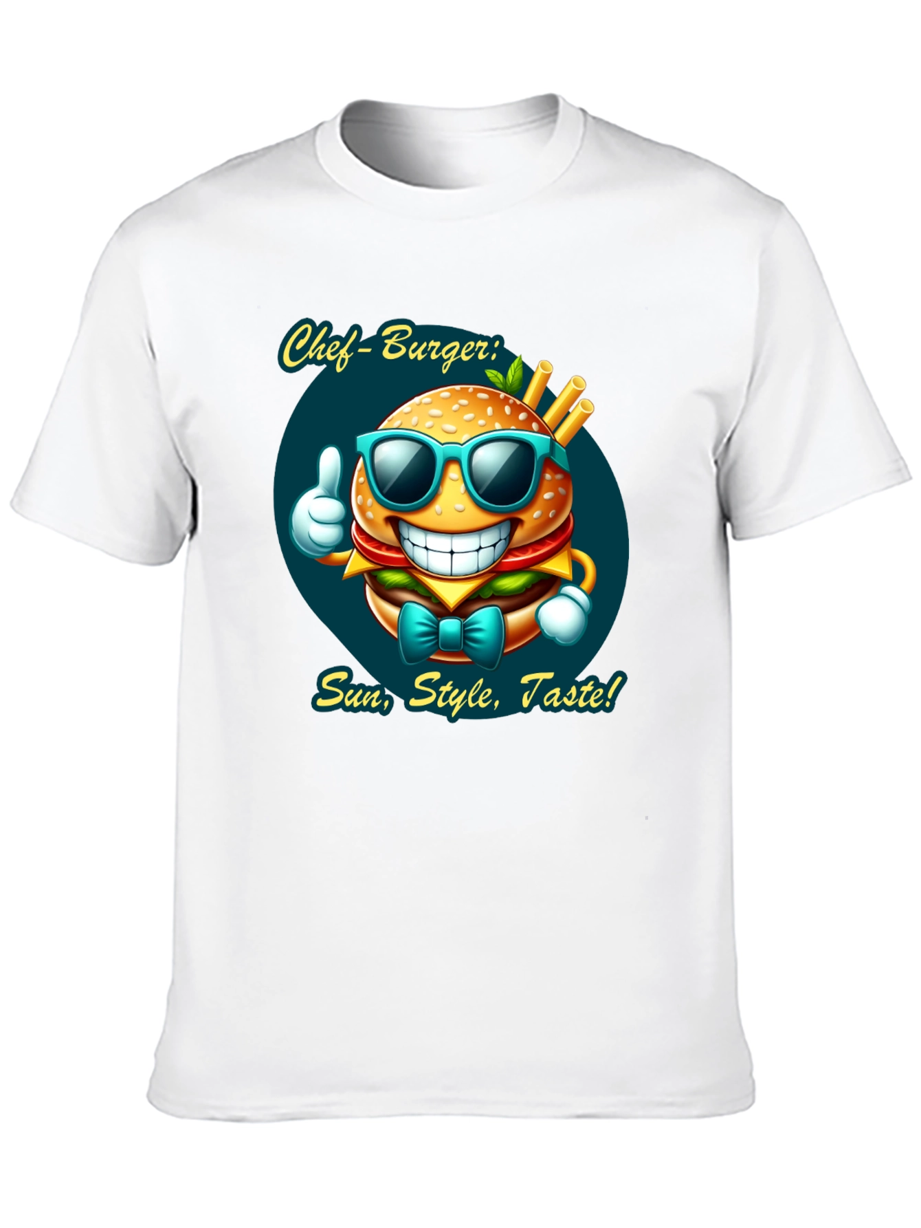 Chef Burger Cartoon Graphic Tee - Sun Style Taste!