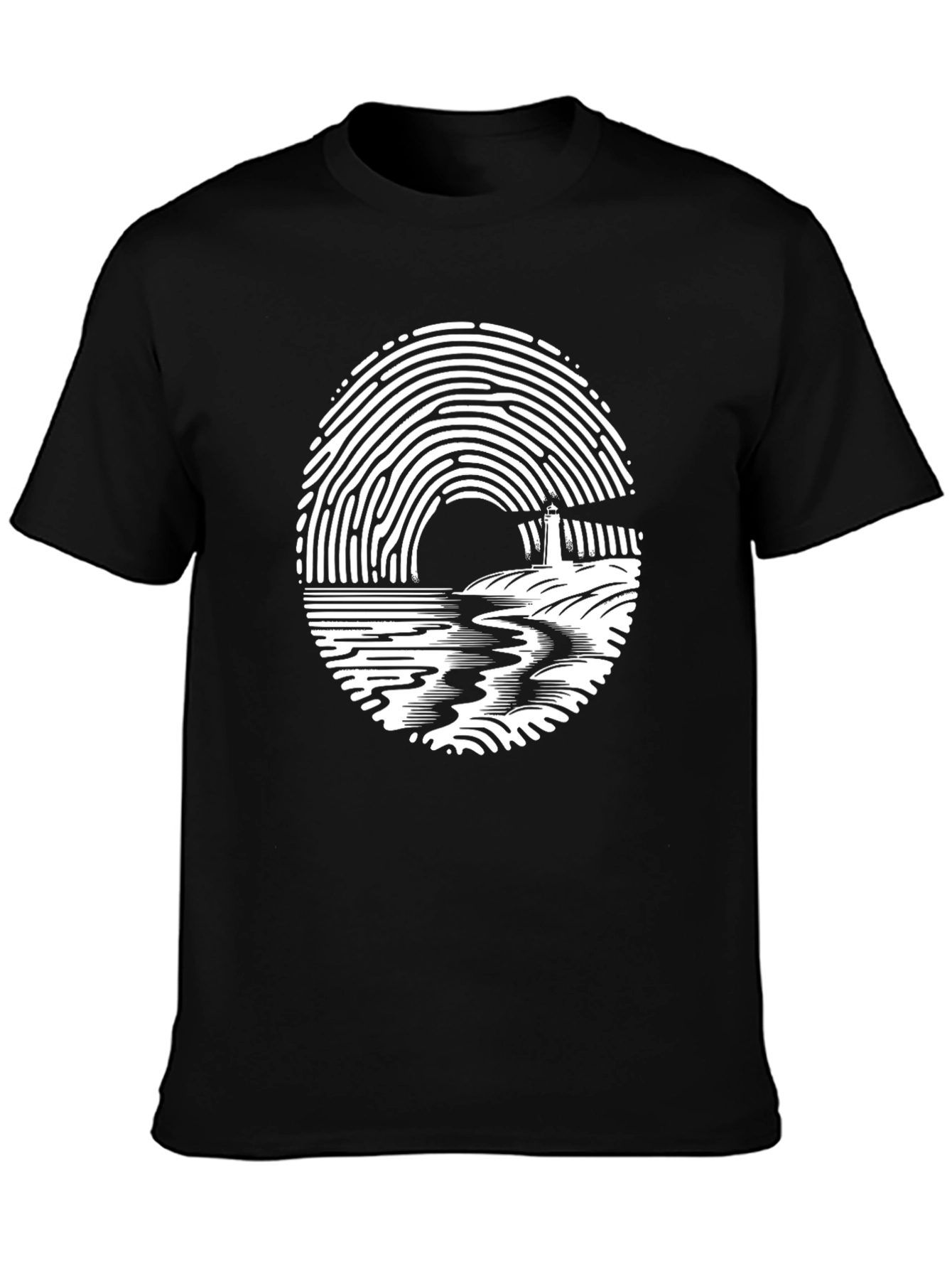 Fingerprint Lighthouse Graphic T-Shirt