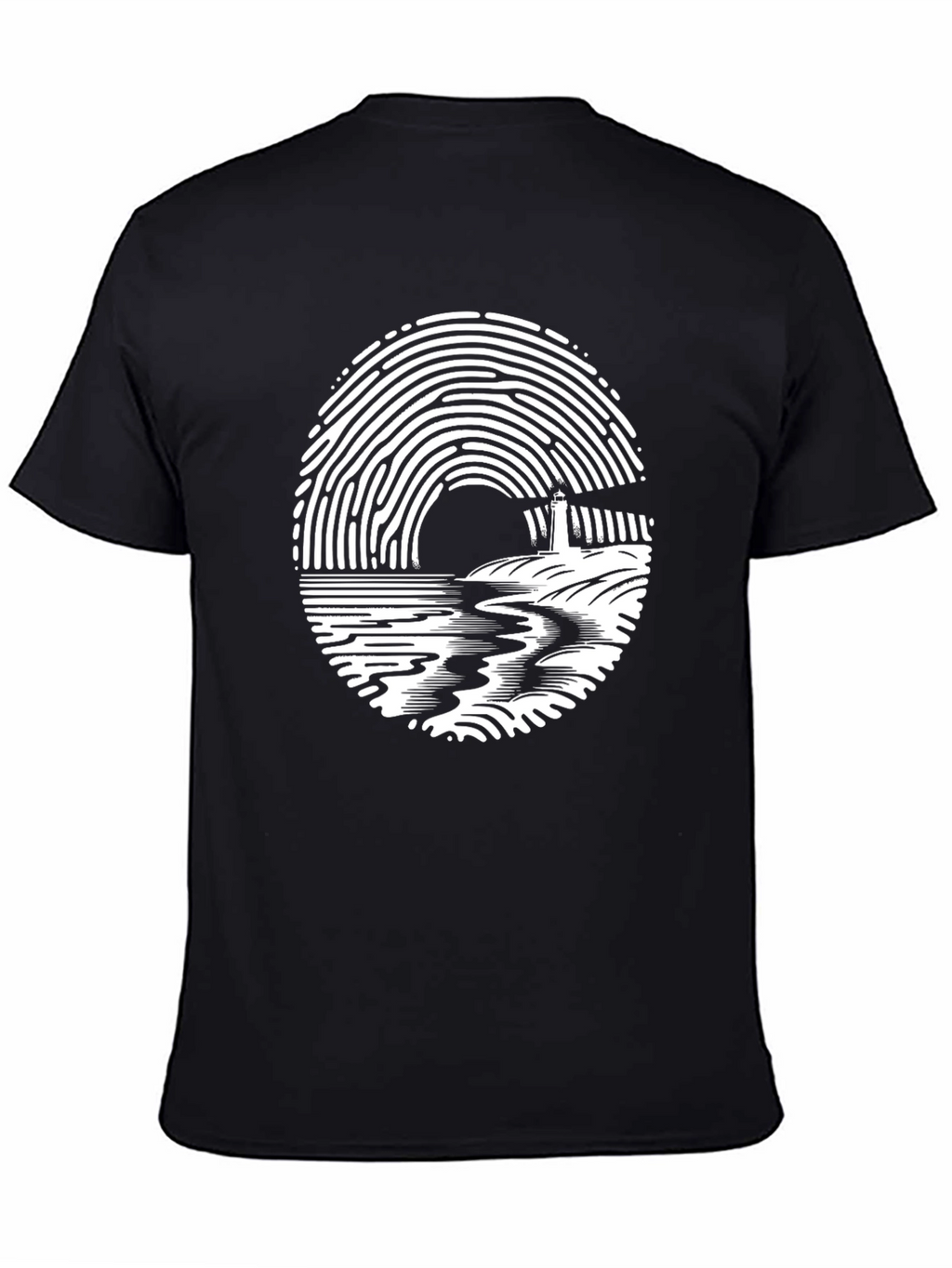 Fingerprint Lighthouse Graphic T-Shirt