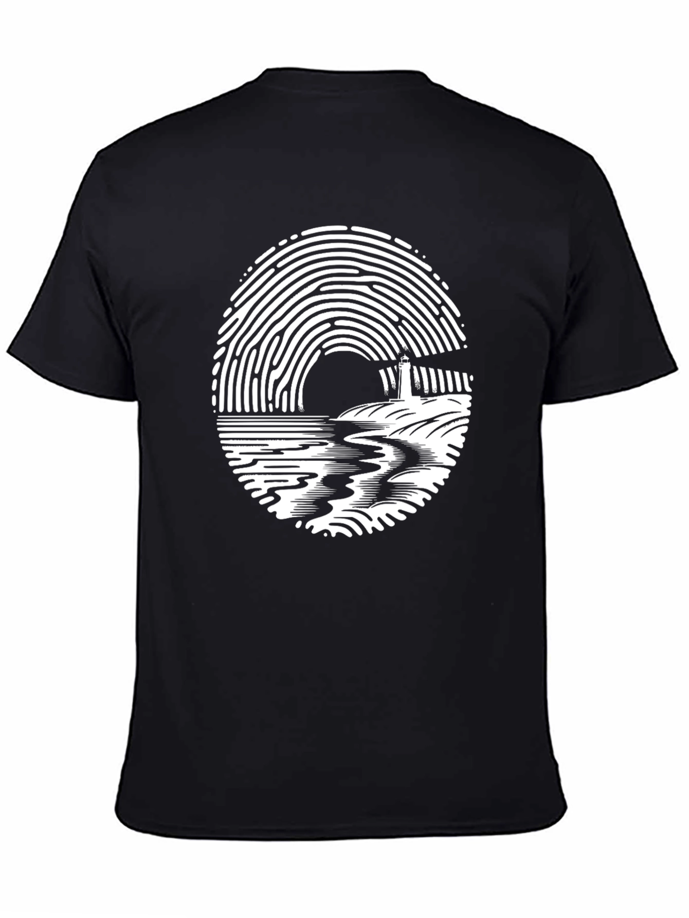 Fingerprint Lighthouse Graphic T-Shirt