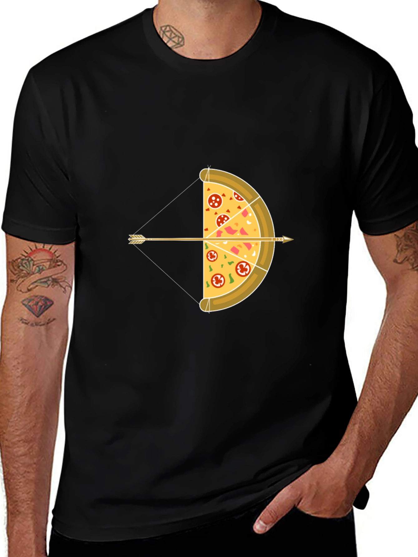 Pizza Archer T-Shirt - Funny Food Bow and Arrow Tee