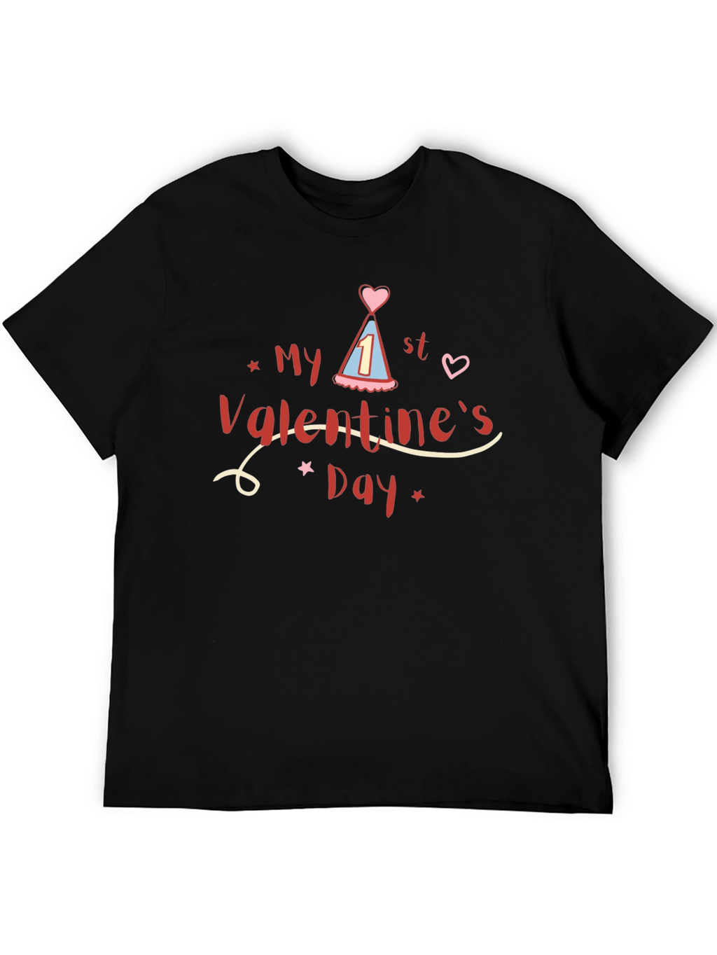My 1st Valentines Day Black T-Shirt