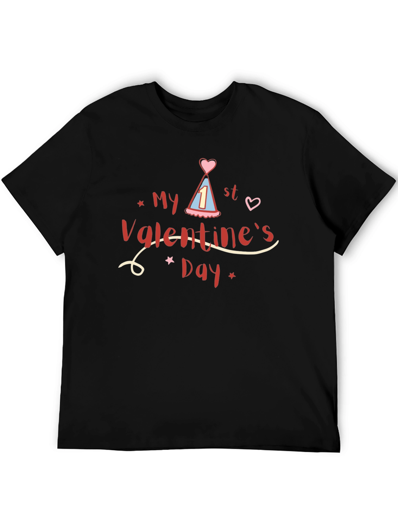My 1st Valentines Day Black T-Shirt