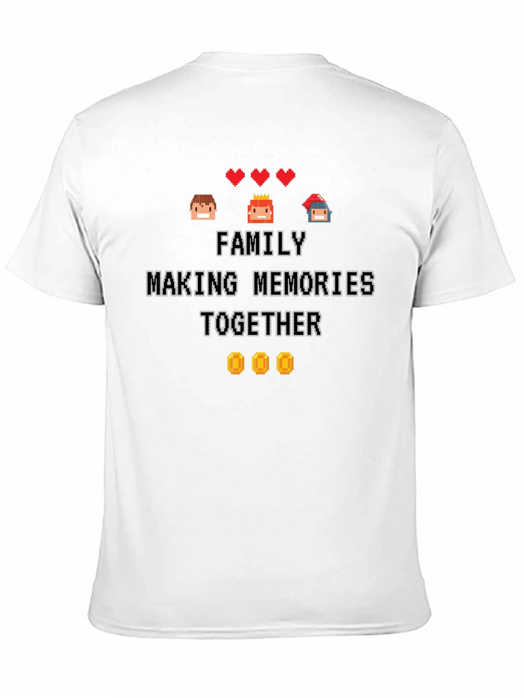Family Making Memories Together Pixel Art Black T-Shirt