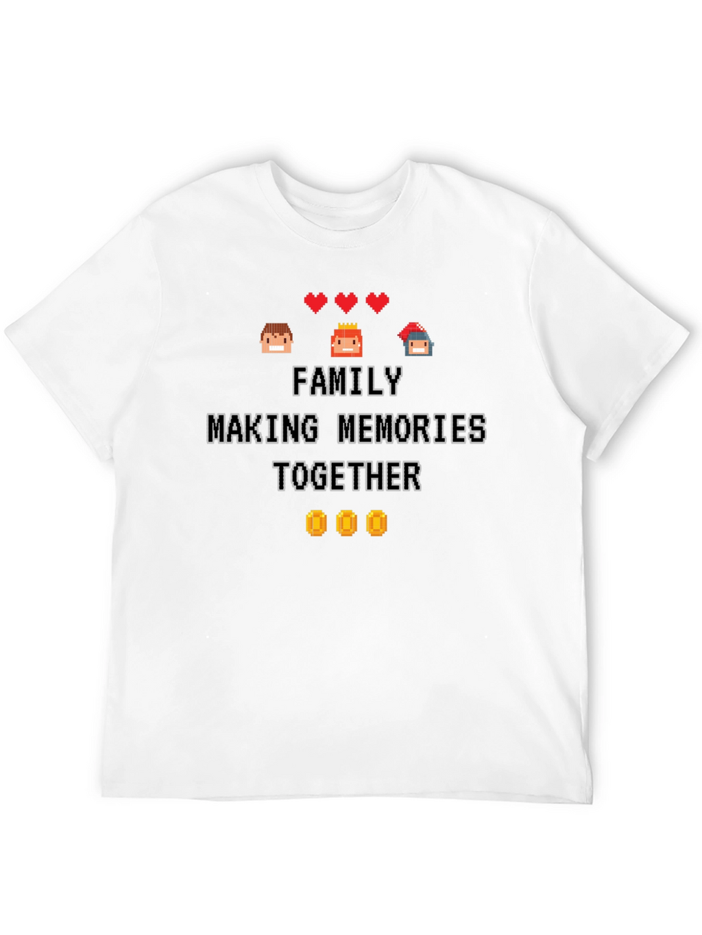 Family Making Memories Together Pixel Art Black T-Shirt