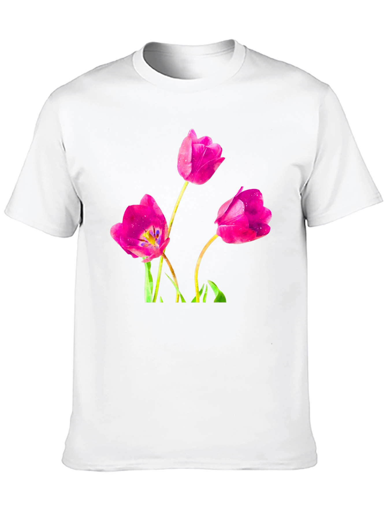 Floral Tulip Print Black T-Shirt