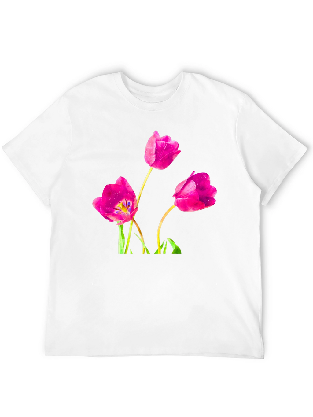 Floral Tulip Print Black T-Shirt