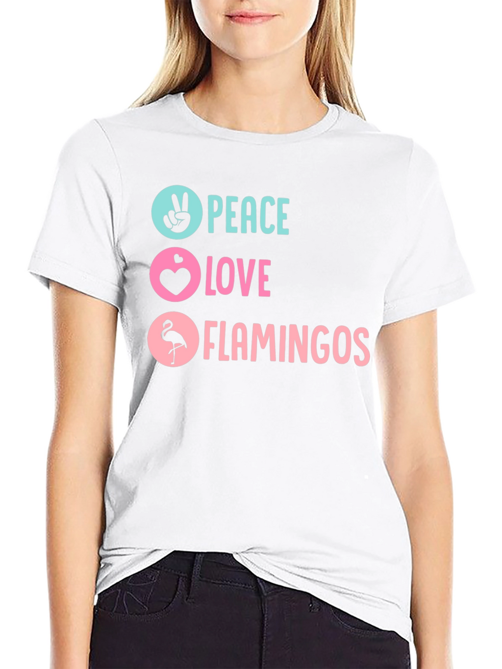 Peace Love Flamingos Graphic T-Shirt