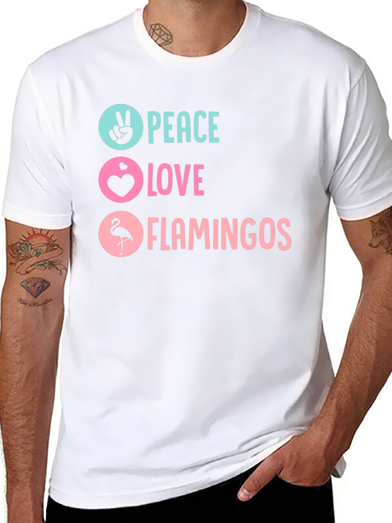 Peace Love Flamingos Graphic T-Shirt