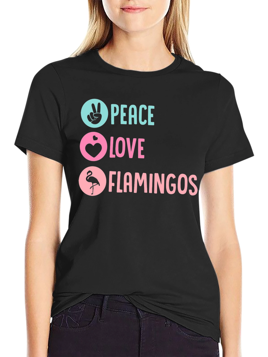 Peace Love Flamingos Graphic T-Shirt