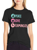 Peace Love Flamingos Graphic T-Shirt